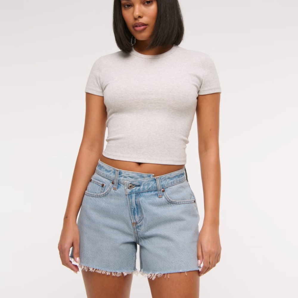 Abercrombie & Fitch Blue Jean Shorts High-Waisted Cut-Off
